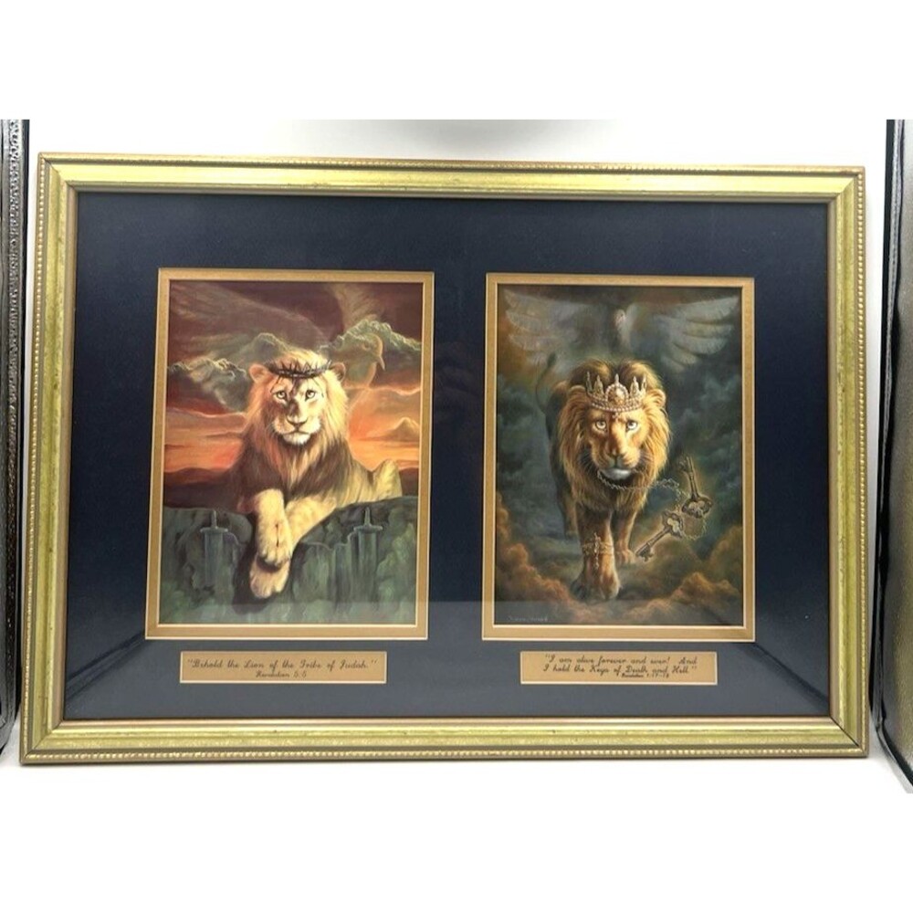 William Hallmark Diptych Lion of Judah & Keys to Death Art Print Signed